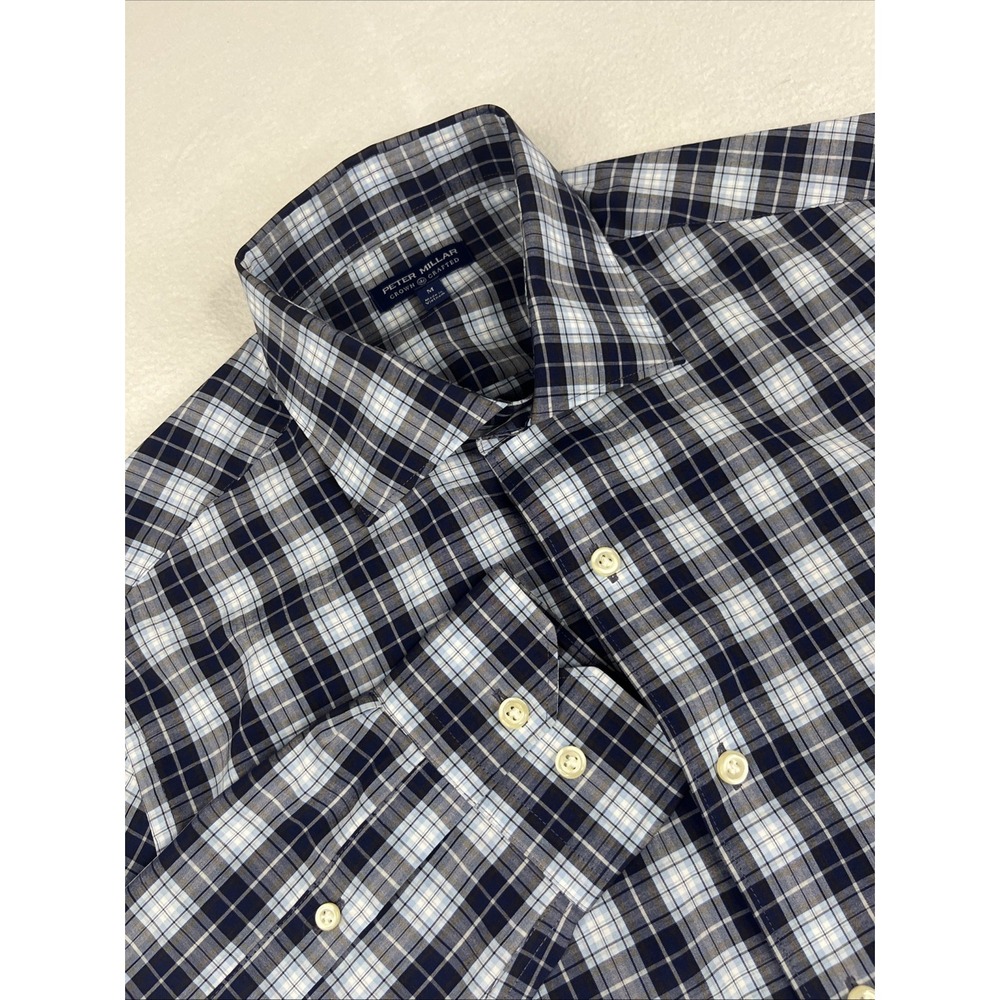 Peter Millar Crown Crafted Chico Performance Poplin Sport Shirt Mens Medium Blue